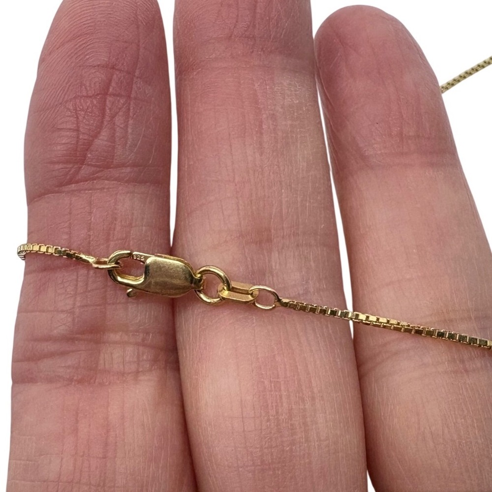 Italian Sterling Silver 925 Gold Vermeil Box Chain Necklace 21" Gold Tone - Picture 7 of 9
